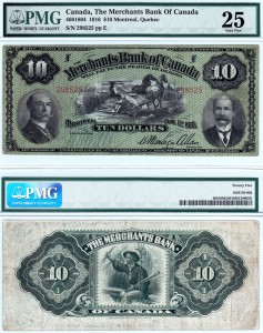 CanadaBill1916MerchantsBankOfCanada10Dollar