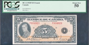 CanadaBill1935BanqueDuCanada5Dollar